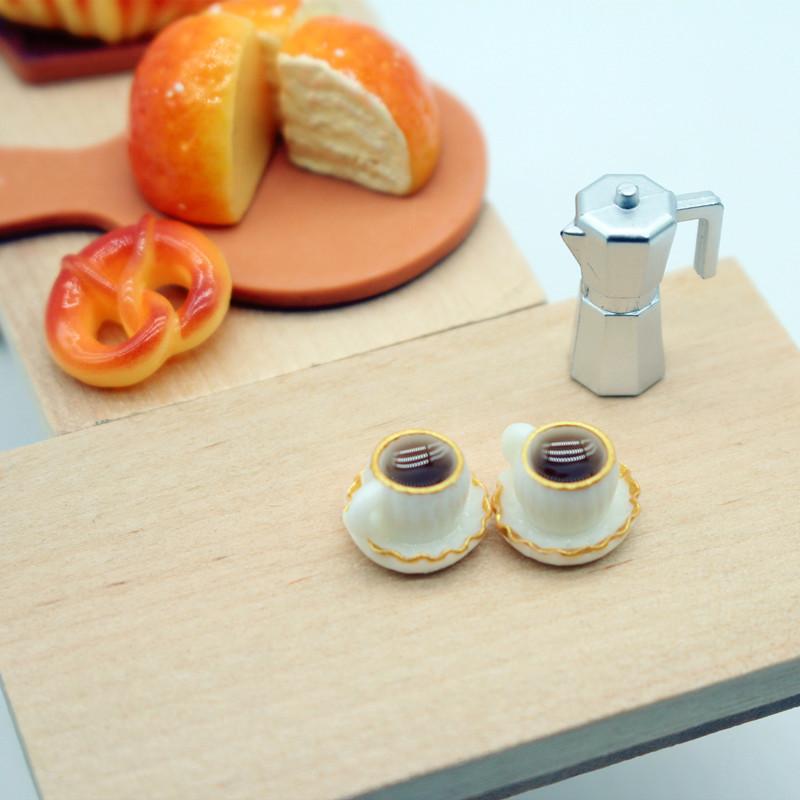 Model Kitchen Set - Cute Dollhouse Miniatures Coffee Bread Breakfast